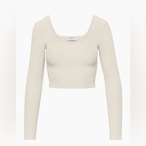 Crop rib sculpt knit square neckline long sleeve top by babaton sold at aritzia